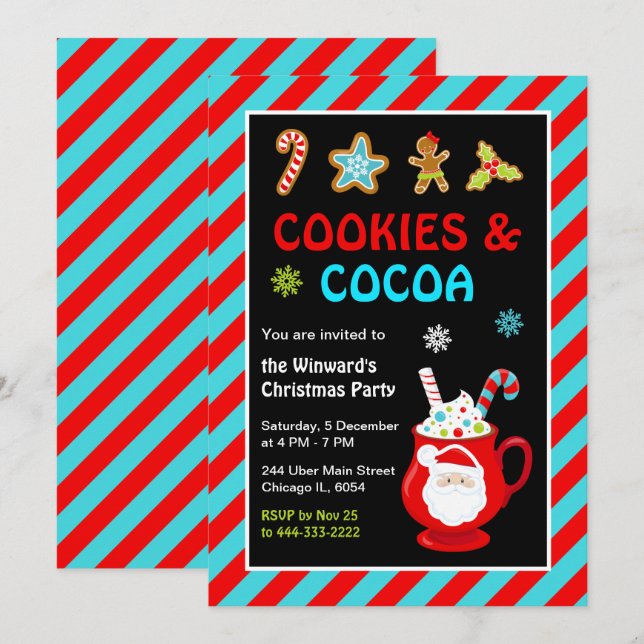 Cookies and Hot Cocoa Christmas Party Invitation (Front/Back)