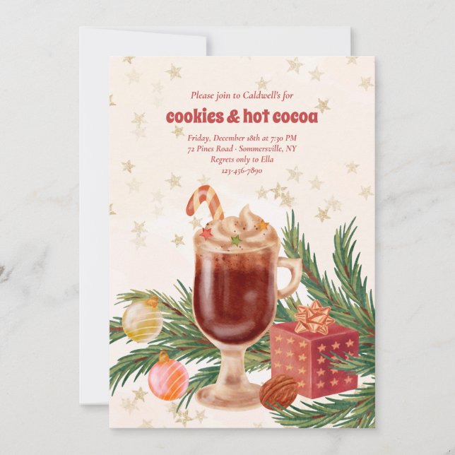 Cookies and Hot Cocoa Holiday Invitation (Front)