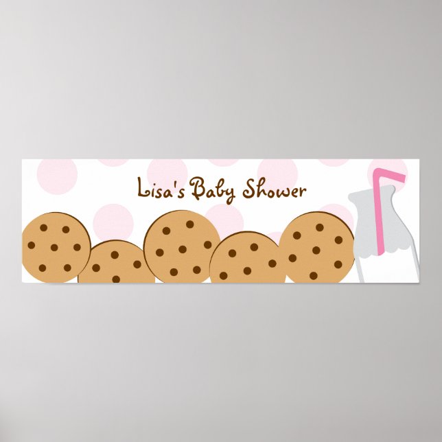 Cookies and Milk Baby Shower Banner Sign (Front)