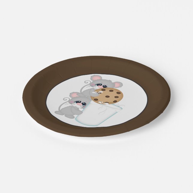 Cookies and Milk Mice party paper plate (Angled)