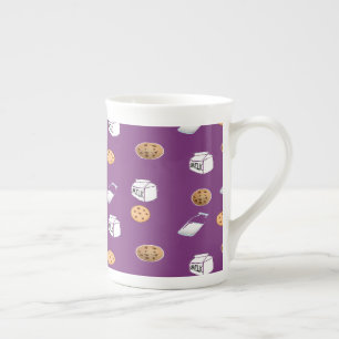 Cookies and milk on purple bone china mug