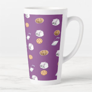 Cookies and milk on purple latte mug