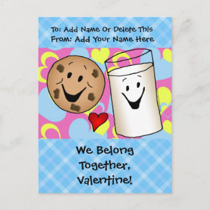 Cookies and Milk Valentine Holiday Postcard
