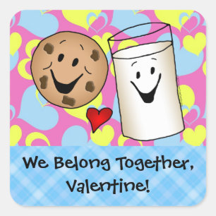 Cookies and Milk Valentine Square Sticker