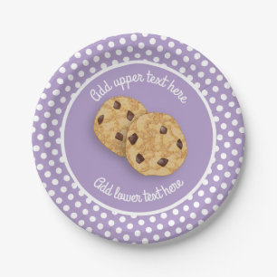 Cookies and Polka Dot sweet custom text lilac Paper Plate