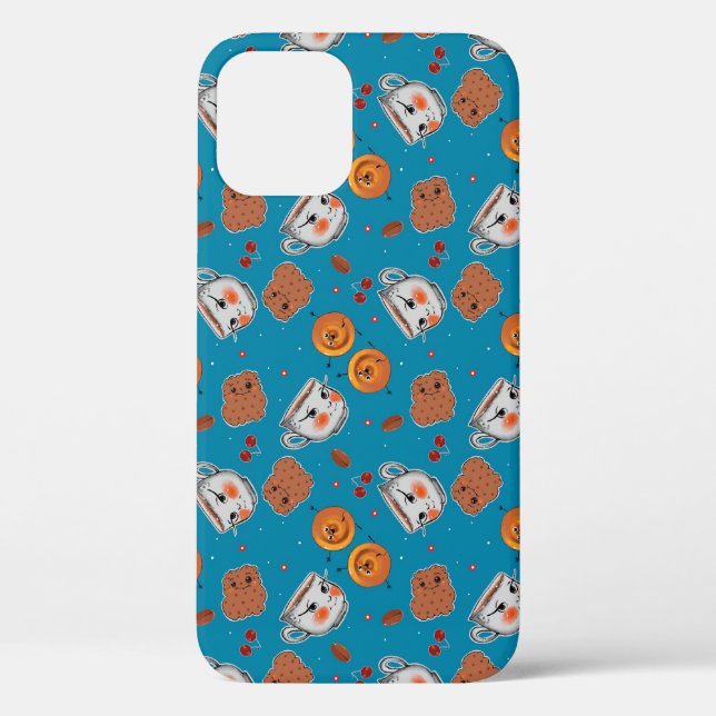 Cookies, buns: blue background pattern Case-Mate iPhone case (Back)