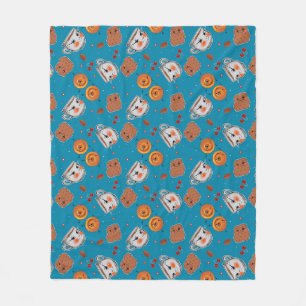 Cookies, buns: blue background pattern fleece blanket