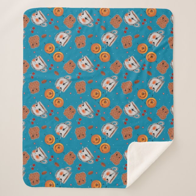 Cookies, buns: blue background pattern sherpa blanket (Front)