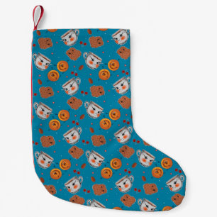 Cookies, buns: blue background pattern small christmas stocking