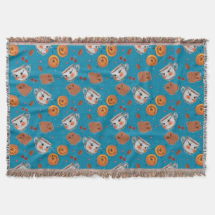 Cookies, buns: blue background pattern throw blanket
