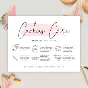 Cookies Care Guide Bakery Instructions Feminine Thank You Card