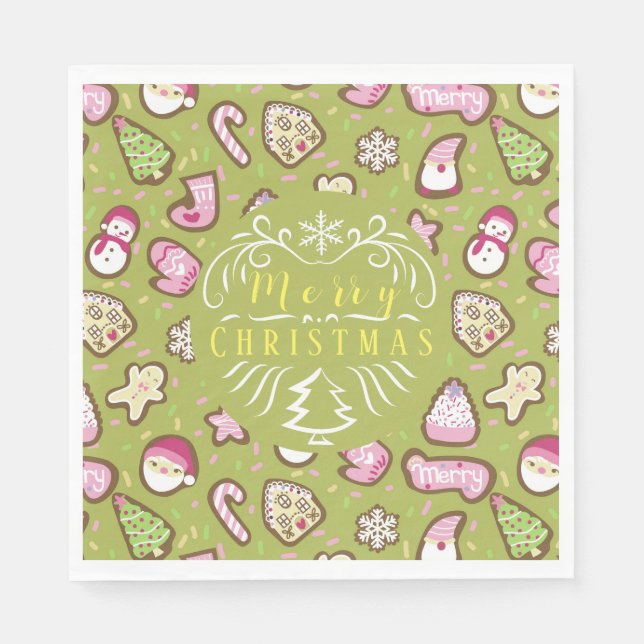 Cookies Christmas Green Napkin (Front)