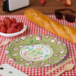Cookies Christmas Green Paper Plate