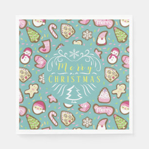 Cookies Christmas Turquoise Napkin