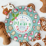 Cookies Christmas Turquoise Paper Plate<br><div class="desc">Fun and cute Christmas cookies designs.</div>