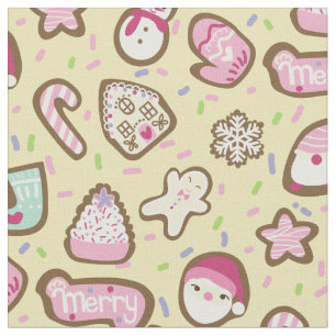 Cookies Christmas Yellow Fabric