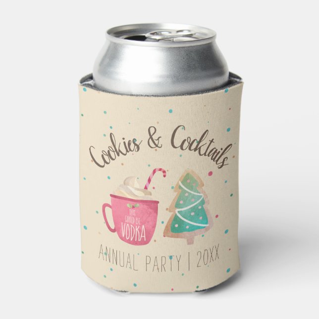 Cookies & Cocktails Christmas Holiday Party Favour Can Cooler (Can Front)
