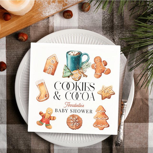 Cookies & Cocoa Christmas Holiday Baby Shower Napkin (Creator Uploaded)