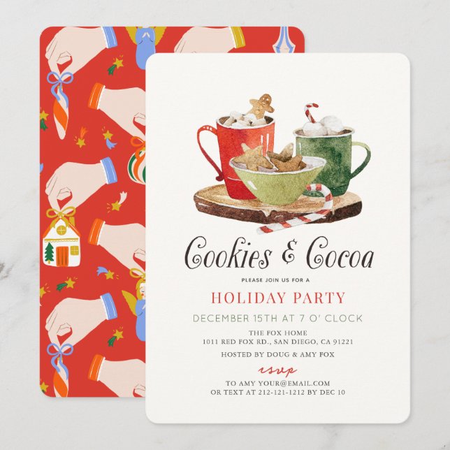 Cookies & Cocoa Christmas Holiday Party Invitation (Front/Back)