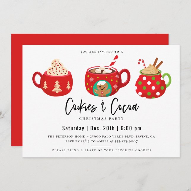 Cookies & Cocoa Christmas Party Invitation (Front/Back)