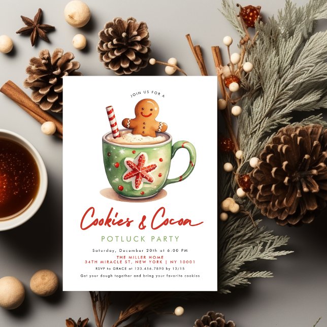 Cookies & Cocoa Christmas Party Invitation (Cookies & Cocoa Christmas Party Invitation)