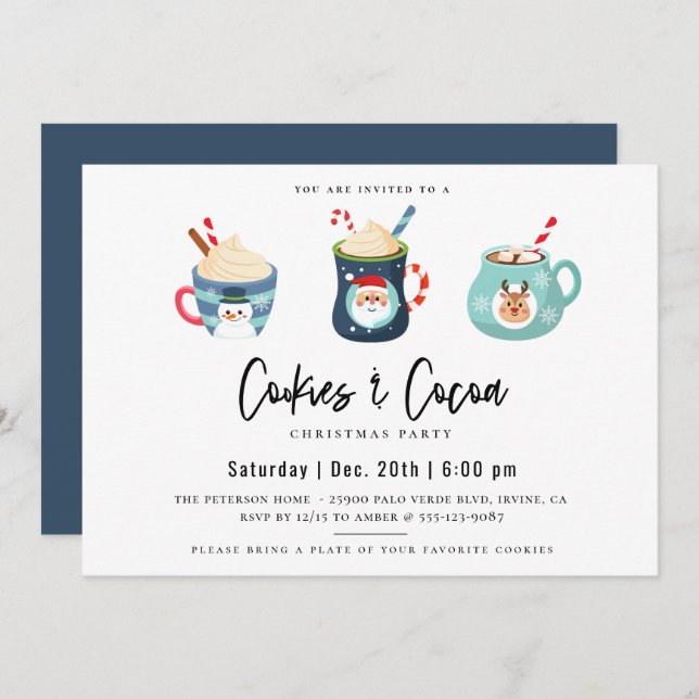 Cookies & Cocoa Christmas Party Invitation (Front/Back)