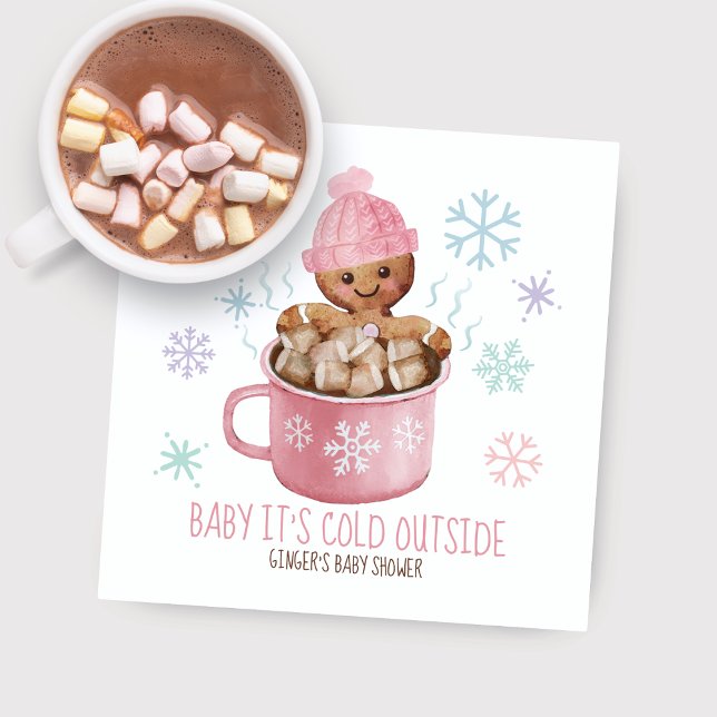 Cookies & Cocoa Gingerbread Girl Winter Birthday Napkin (Creator Uploaded)