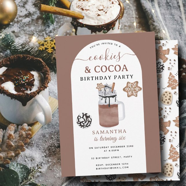 Cookies & Cocoa Hot Chocolate Kids Winter Birthday Invitation (Cookies & Cocoa Hot Chocolate Kids Winter Birthday Invitation)