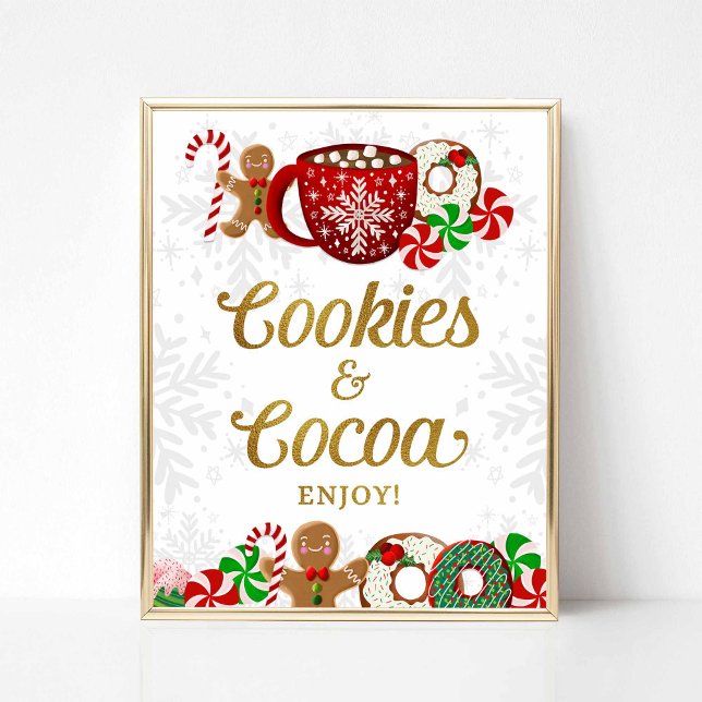 Cookies & Cocoa Sweet Christmas Party Sign (Cookies & Cocoa Christmas Party Table Sign, Sweet Christmas Theme)
