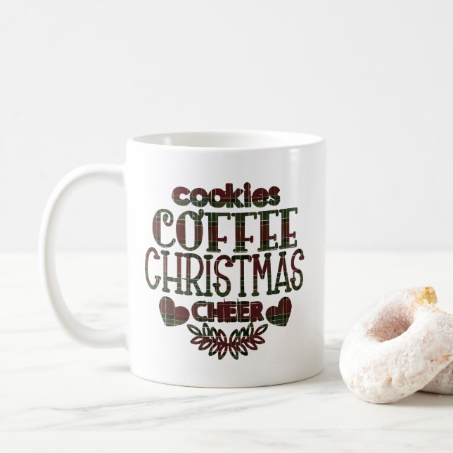 Cookies Coffee Christmas Cheer Personalised Quote Mug (With Donut)