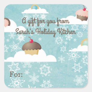 Cookies cupcakes snow clouds from the kitchen of square sticker