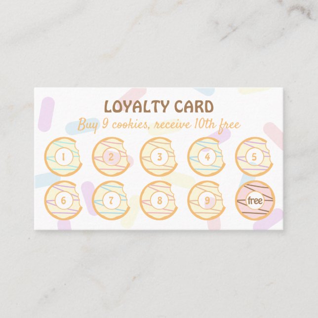 Cookies Doughnut Sweet Treats Punch Loyalty Bakery Business Card (Front)