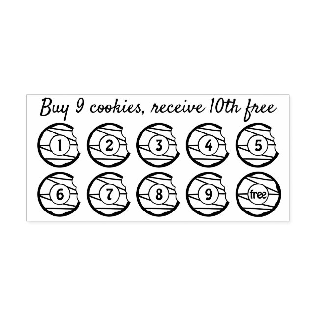 Cookies Doughnuts Pastries Punch Bakery Loyalty Self-inking Stamp (Design)