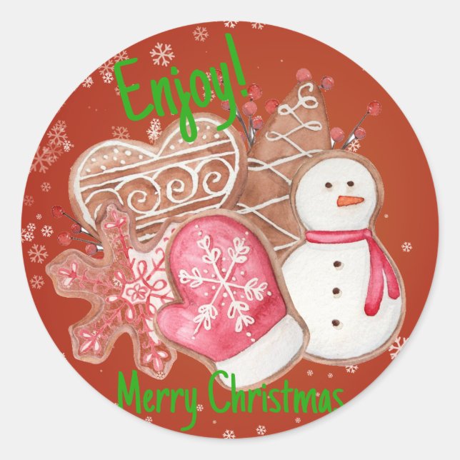 Cookies  Enjoy Merry Christmas PersonalizedSticker Classic Round Sticker (Front)