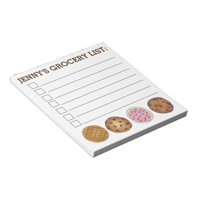Cookies Foodie Personalised Baking Grocery List Notepad (Angled)