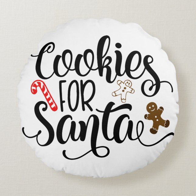 Cookies for Santa Fun Christmas Round Cushion (Front)