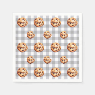 Cookies Grey Gingham Birthday Party Napkin