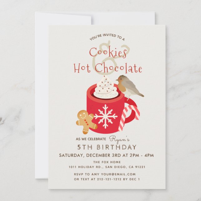 Cookies & Hot Chocolate Teal Birthday Invitation (Front)