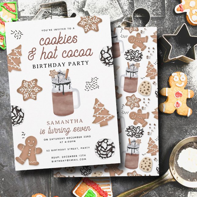 Cookies & Hot Cocoa Chocolate Kids Winter Birthday Invitation (Cookies & Hot Cocoa Chocolate Kids Winter Birthday Invitation)