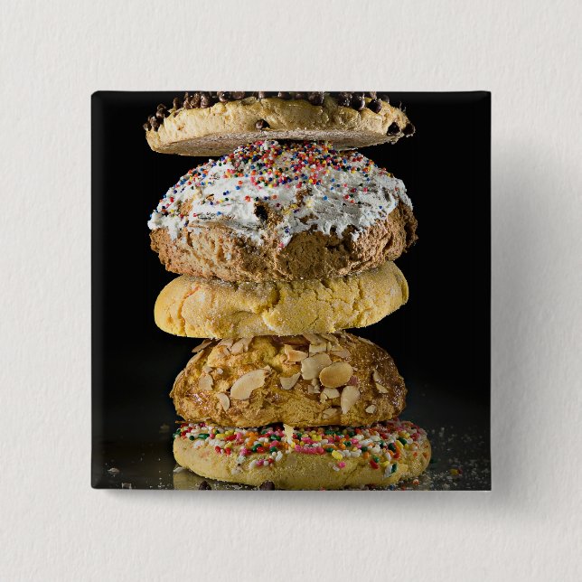 Cookies in a stack 15 cm square badge (Front)