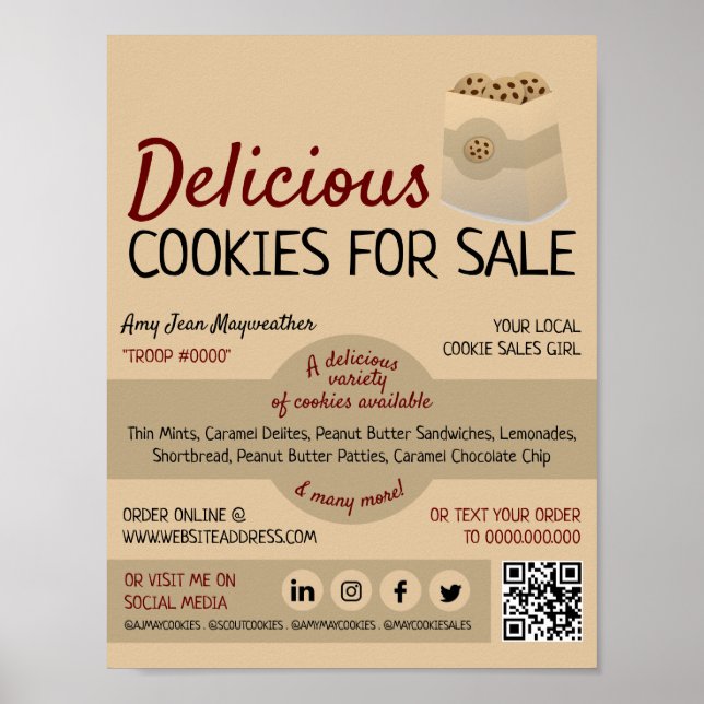 Cookies in Bag, Cookie Sales Fundraising Poster (Front)