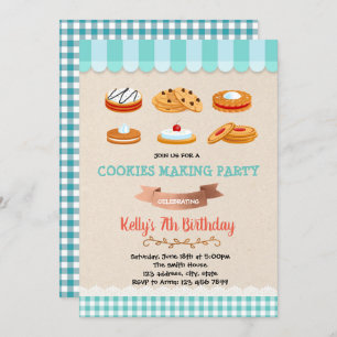 Cookies making birthday party invitation