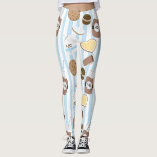 Cookies & Milk Blue Striped Pattern Leggings
