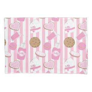 Cookies & Milk Pink and White Striped Girls Pillowcase