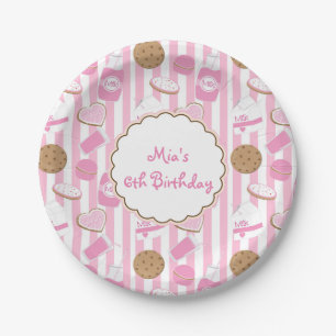 Cookies & Milk Pink Girls Birthday Party Plates