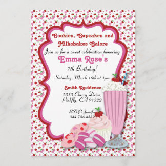 Cookies, Milkshake, & Cupcake Invitation 2