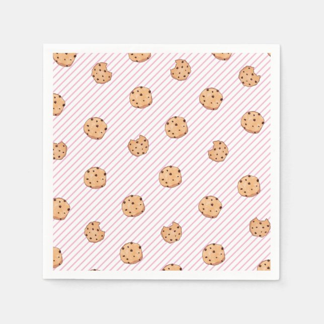 Cookies Pink stripes Birthday Party Paper Plates Napkin (Front)
