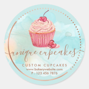 Cookies Sweets Pastry Bakery Teal Berry Cupcake Classic Round Sticker