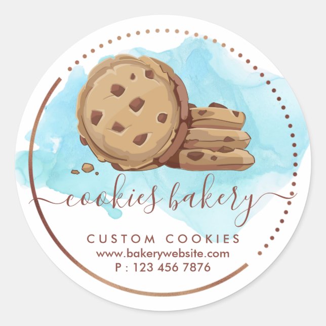 Cookies Sweets Pastry Ombre Girly Bakery Caterer Classic Round Sticker (Front)