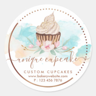 Cookies Sweets Pastry Ombre Girly Bakery Cupcake Classic Round Sticker